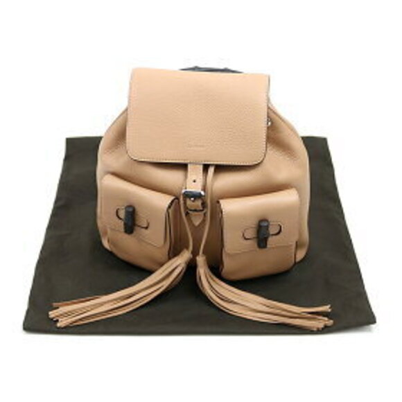 Gucci Bamboo Leather Backpack Beige Tassels Calfskin - Picture 2 of 2